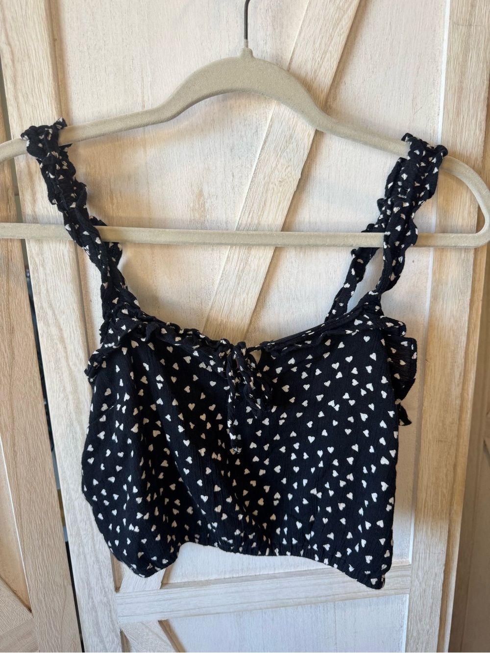 Abercrombie & Fitch Black with White Heart Print tank croquet summer girlie
